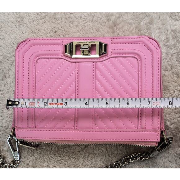 Rebecca Minkoff Chevron Quilt Mini Crossbody Bag Pink Leather Silver Hardware - Picture 9 of 14